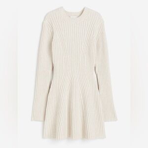 H&M Rib Knit Sweater Mini Dress Slit Sleeves - NWT